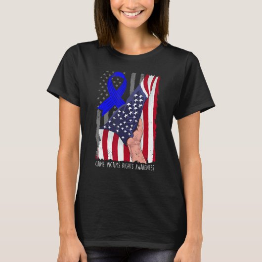 Crime Victims Rights Awareness American Flag Blue T-shirt (Voorkant)