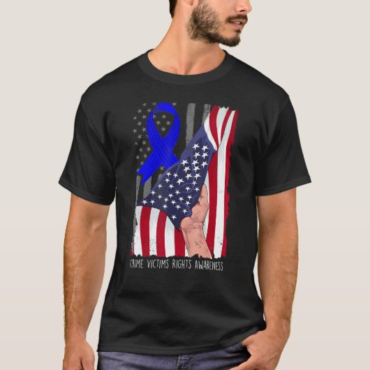 Crime Victims Rights Awareness American Flag Blue  T-shirt (Voorkant)