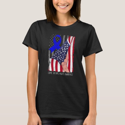 Crime Victims Rights Awareness American Flag Blue  T-shirt (Voorkant)