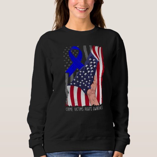 Crime Victims Rights Awareness American Flag Blue Trui (Voorkant)
