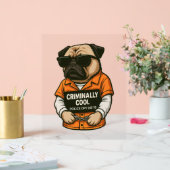Criminally Cool Pug – Funny Mugshot Dog Design Acryl Bord (Huwelijk)