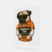 Criminally Cool Pug – Funny Mugshot Dog Design Acryl Bord (Hoek)