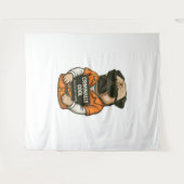 Criminally Cool Pug – Funny Mugshot Dog Design Wandkleed (Voorkant (horizontaal))