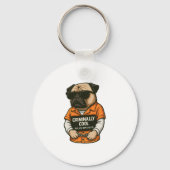 Crimineel Cool Pug � Grappig Mugshot Dog Design Sleutelhanger (Voorkant)