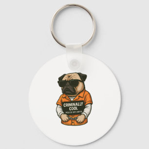 Crimineel Cool Pug � Grappig Mugshot Dog Design Sleutelhanger