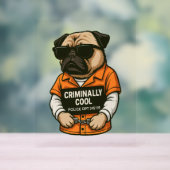 Crimineel Coole Pug – Grappig Mugshot Hond Design Acryl Bord (Neutraal)