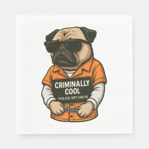Crimineel Coole Pug – Grappig Mugshot Hond Design Servet