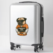 Crimineel Coole Pug � Grappig Mugshot Hond Design Sticker (Koffer)
