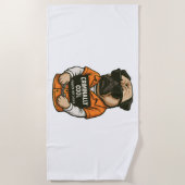 Crimineel Coole Pug – Grappig Mugshot Hond Design Strandlaken (Voorkant)