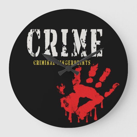 crimineel-criminele vingerafdrukken Wall Clock Grote Klok (Voorkant)