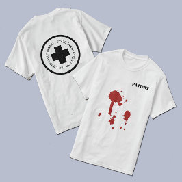 Crimineel krankzinnige patiënt bloedig t-shirt