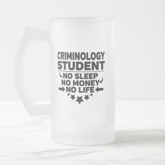 Criminologie Student geen Slaap Geen Geld Geen Lev Matglas Bierpul (Links)