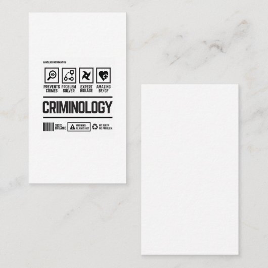 criminology visitekaartje (Voorkant / Achterkant)