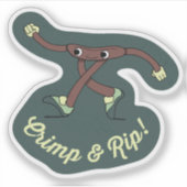 Crimp en Rip Retro Klim Karakter Sticker (Voorkant)