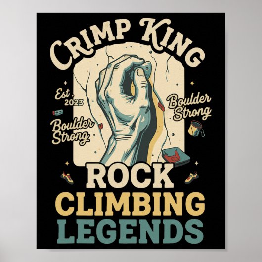 Crimp King Rock Climbing Legends Boulder Poster (Voorkant)