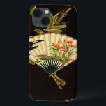Crimped Oriental Fan with Floral Design iPhone 13 Hoesje<br><div class="desc">Painting of a crimped oriental fan with a floral design. The black background lets the cocons on the fan pop off the print. Hang this on your wall and enjoy!</div>