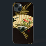 Crimped Oriental Fan with Floral Design iPhone 13 Hoesje<br><div class="desc">Painting of a crimped oriental fan with a floral design. The black background lets the cocons on the fan pop off the print. Hang this on your wall and enjoy!</div>