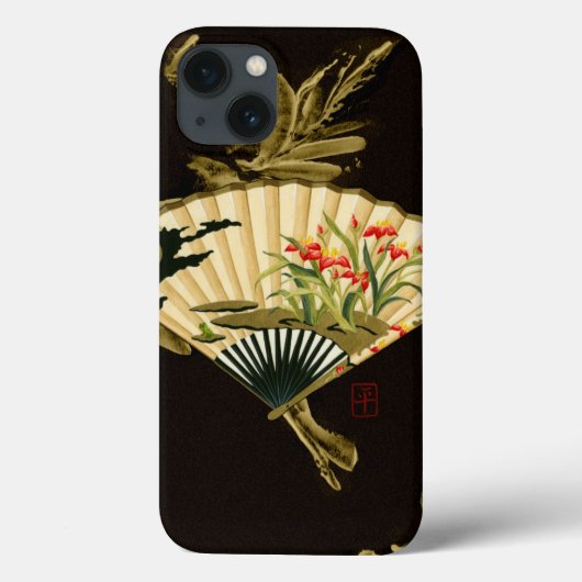 Crimped Oriental Fan with Floral Design Case-Mate iPhone Case (Achterkant)