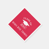 Crimson Afstudeerder Pet & Leaves Paper Napkins Servet (Hoek)