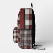Crimson and cream tartan plaid Oklahoma  Bedrukte Rugzak (Rechts)