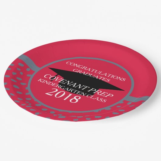 Crimson and Gray Kindergarten Graduation Party Papieren Bordje (Gekanteld)