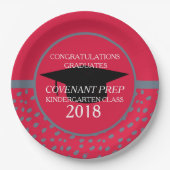 Crimson and Gray Kindergarten Graduation Party Papieren Bordje (Voorkant)