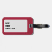 Crimson and Whit School Pride Color Style Monogram Bagagelabel (Achterkant horizontaal)