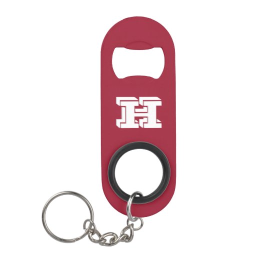 Crimson and White Stainless Keychain Bottle Opener Mini Flessenopener (Voorkant)