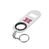 Crimson and White Stainless Keychain Bottle Opener Mini Flessenopener (Achterkant Gekanteld)