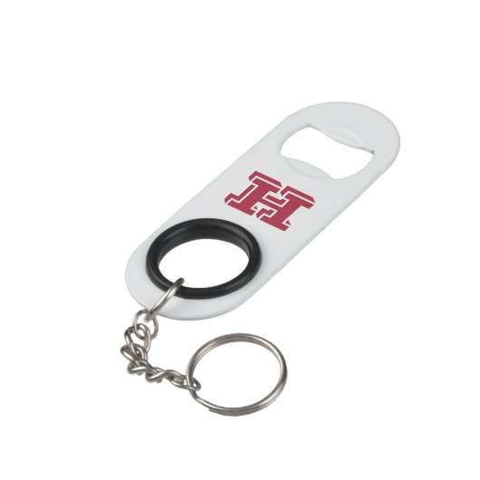 Crimson and White Stainless Keychain Bottle Opener Mini Flessenopener (Achterkant Gekanteld)