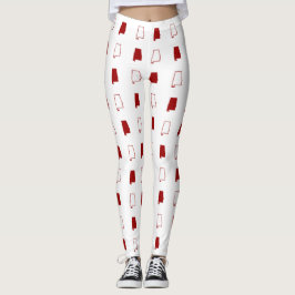 Crimson and White State of Alabama Pattern Leggings