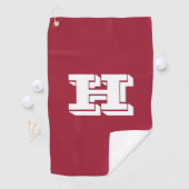 Crimson and White Varsity Letter Golf Towel Golfhanddoek (Insitu)