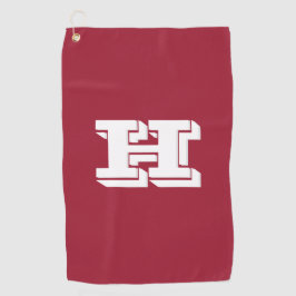 Crimson and White Varsity Letter Golf Towel Golfhanddoek