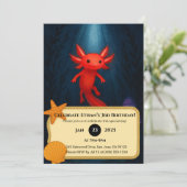 Crimson Axolotl in Mushroom Grotto Verjaardag Kaart (Staand voorkant)