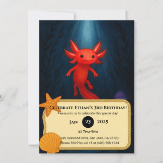 Crimson Axolotl in Mushroom Grotto Verjaardag Kaart