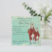 Crimson & Azure Llamas Baby Invitation Kaart (Staand voorkant)