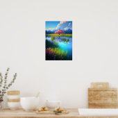 Crimson Beauty, Red Tree bij het Azure Lake Poster (Keuken)