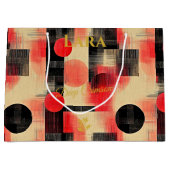 Crimson & Beige Abstracte Geometrische Gift Bag Groot Cadeauzakje (Voorkant)
