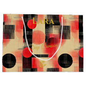 Crimson & Beige Abstracte Geometrische Gift Bag Groot Cadeauzakje (Achterkant)