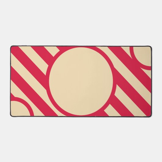 Crimson & Beige Diagonal Circle Mat – Customizable (Voorkant)