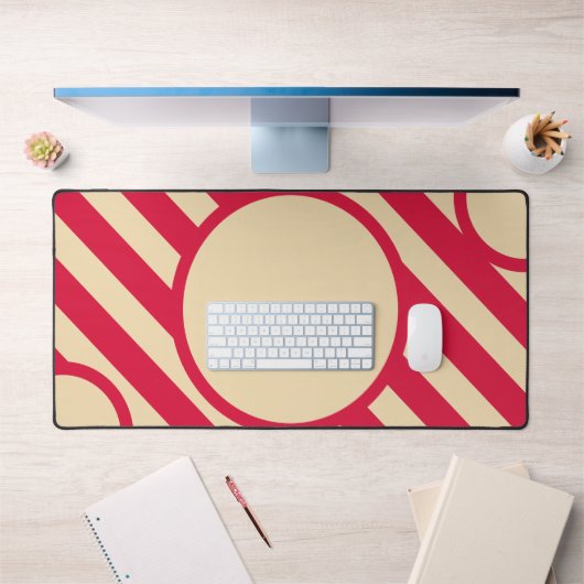 Crimson & Beige Diagonale Cirkelmat – Aanpasbaar Bureaumat (Kantoor 1)