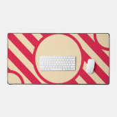 Crimson & Beige Diagonale Cirkelmat – Aanpasbaar Bureaumat (Keyboard & Muis)