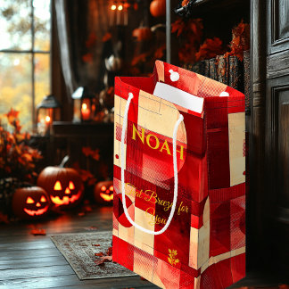 Crimson & Beige Harmony Geometrische hedendaagse k Klein Cadeauzakje