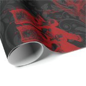 Crimson & Black Damask patterned Vampyre Anatomy Cadeaupapier (Rol Hoek)