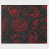 Crimson & Black Damask patterned Vampyre Anatomy Cadeaupapier (Vlak)