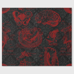 Crimson & Black Damask patterned Vampyre Anatomy Cadeaupapier