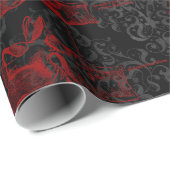 Crimson & Black Damask patterned Vampyre Anatomy Cadeaupapier (Rol Hoek)