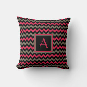 Crimson, Black en Dark Brown Monogram Pillow Kussen