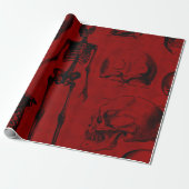 Crimson & Black Skeletons Anatomie Cadeaupapier (Uitgerold)