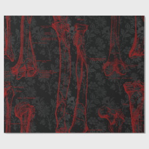 Crimson & Black Skeletons Anatomie Cadeaupapier
